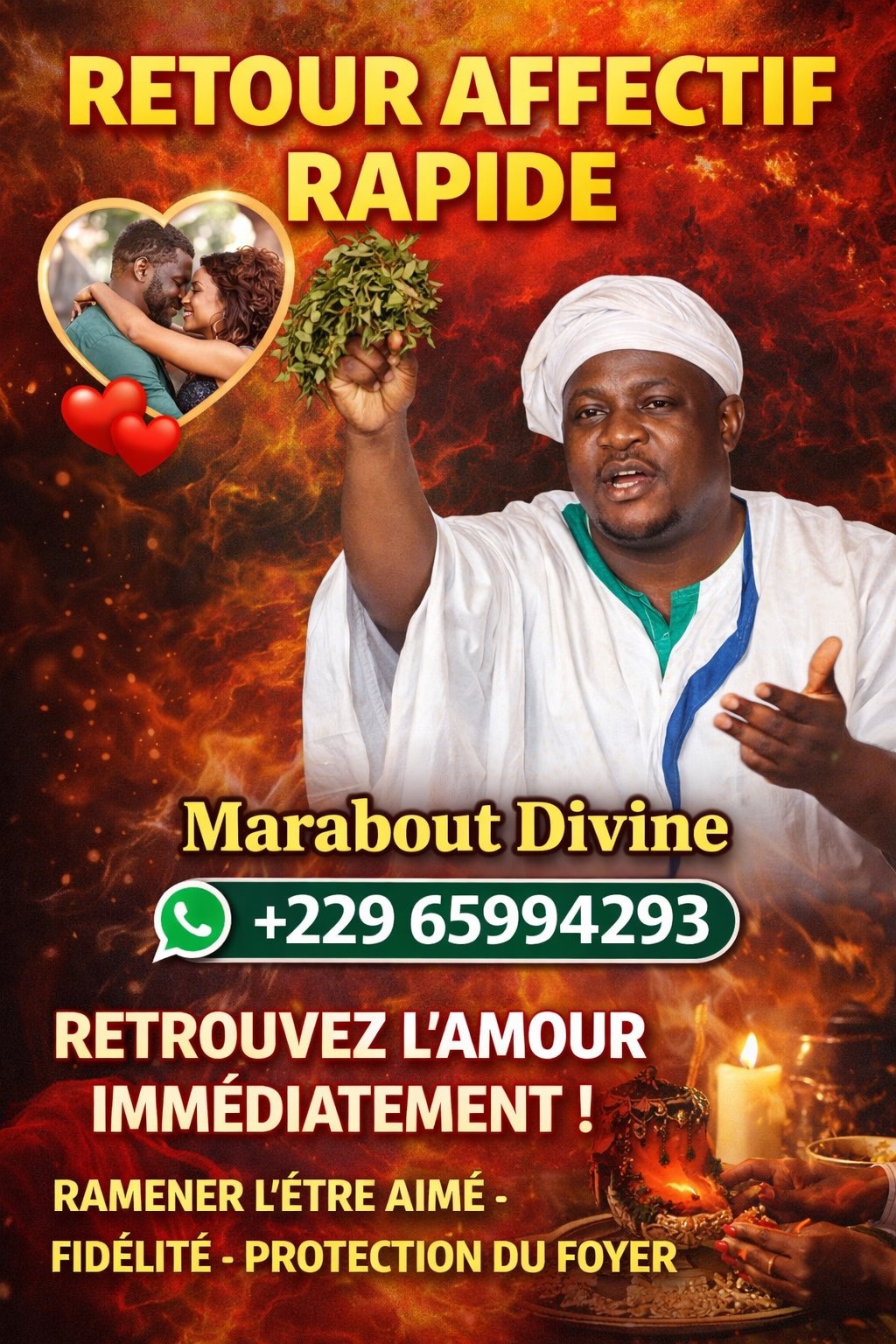 Puissant marabout retour affectif rapide 24h Tél +22965994293