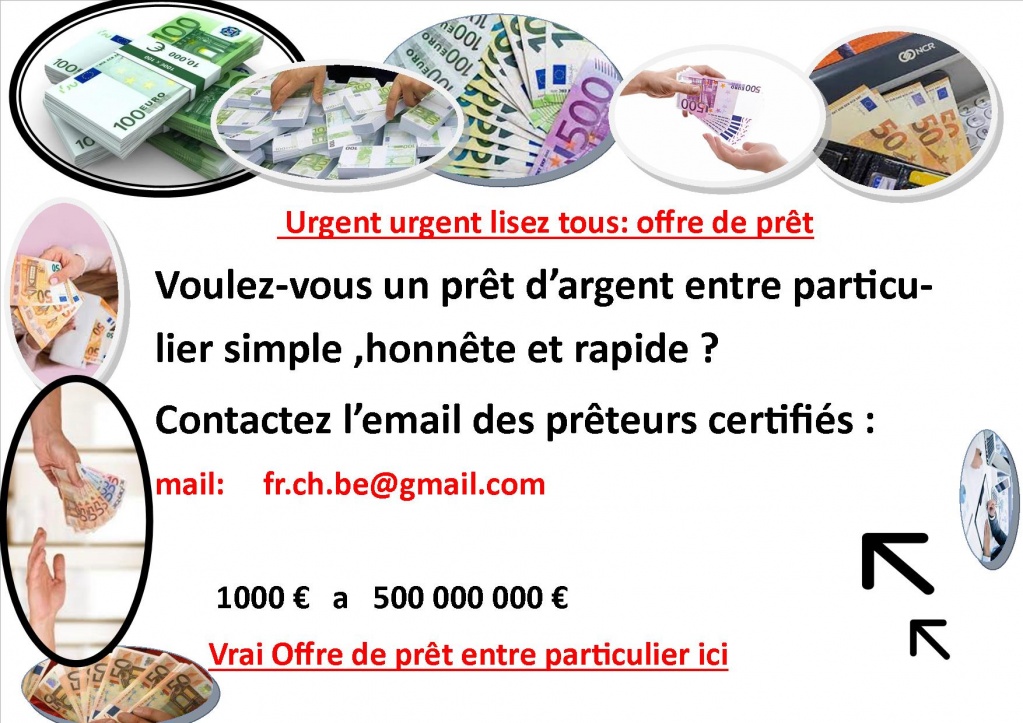OFFRE DE PRÊT ENTRE PARTICULIER  en FR  CH et BE   (   bonsiite@gmail.com   )