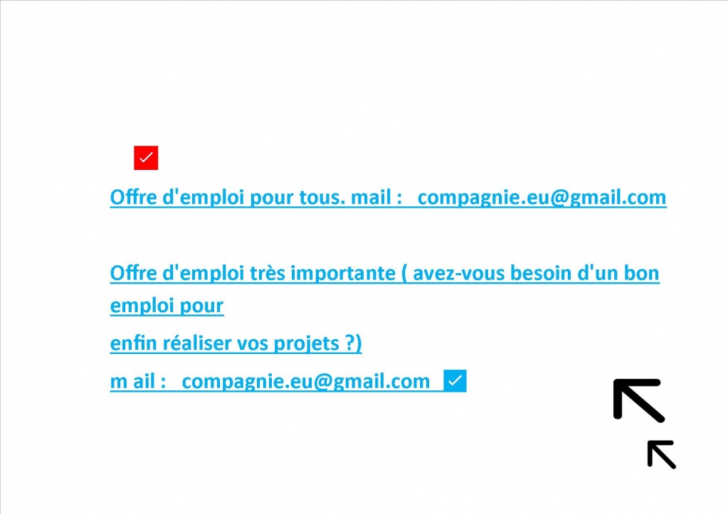 Offre d'emploi pour tous. mail :   compagnie.eu@gmail.com