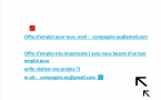 Offre d'emploi pour tous. mail :   compagnie.eu@gmail.com