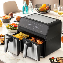 Friteuse à Air InnovaGoods Fryinn Double 8000 Noir 3400 W 8 L Acier inoxydable - Friteuse sans huile Friteuse à Air InnovaGoods Fryinn Double 8000 Noir 3400 W 8 L Acier inoxydable - Friteuse sans huile