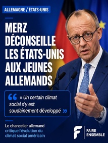 🇩🇪🇺🇸 Le chancelier allemand Friedrich Merz déconseille désormais aux jeunes Allemands d’aller s’installer aux États-Unis.