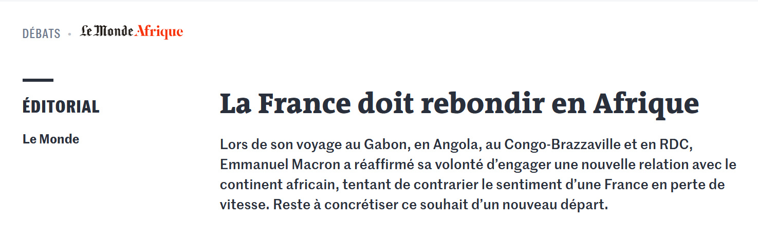 La France doit rebondir en Afrique