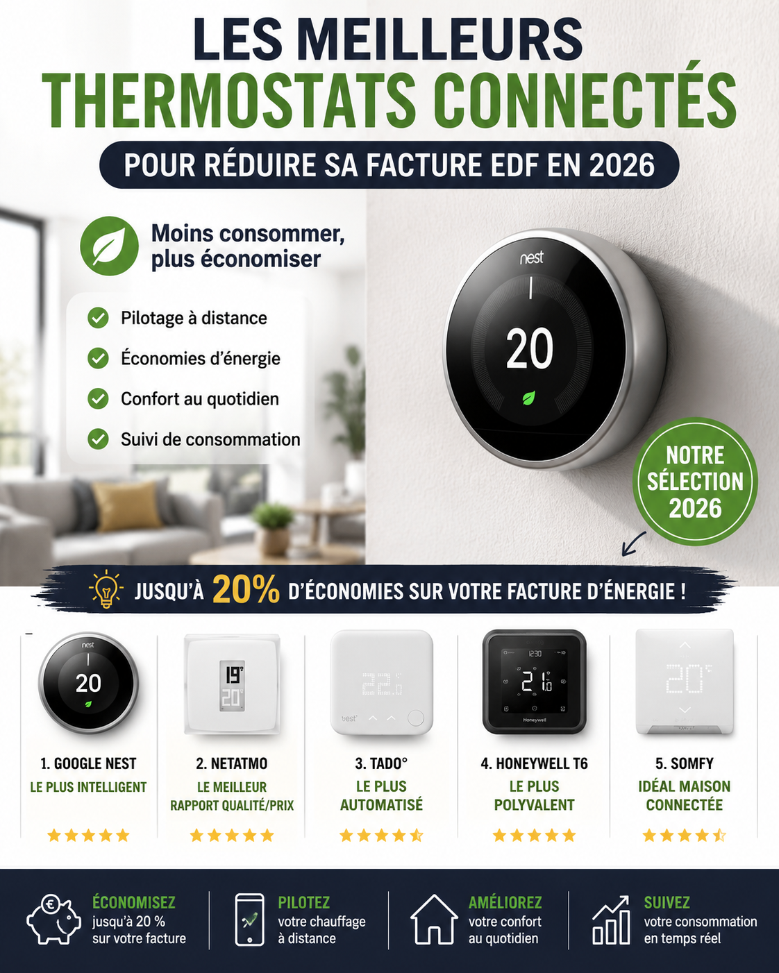 Les meilleurs thermostats connectés pour réduire sa facture EDF en 2026